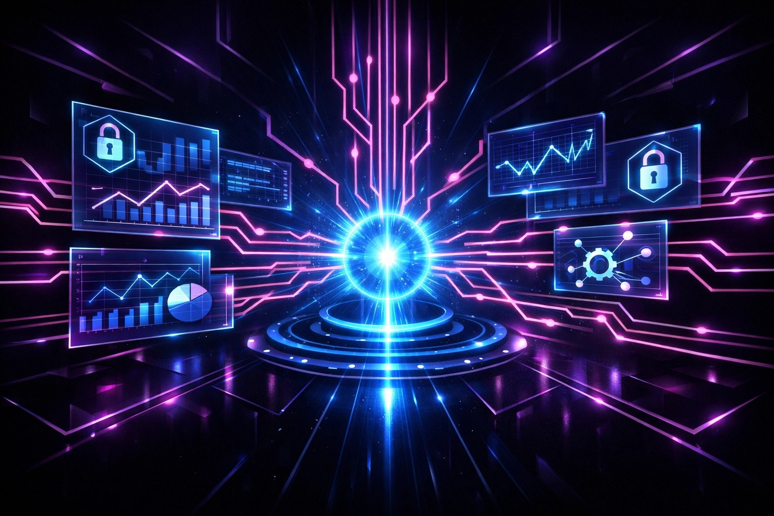 Digital command center visualizing automated access revocation and secure identity management for IAM compliance.