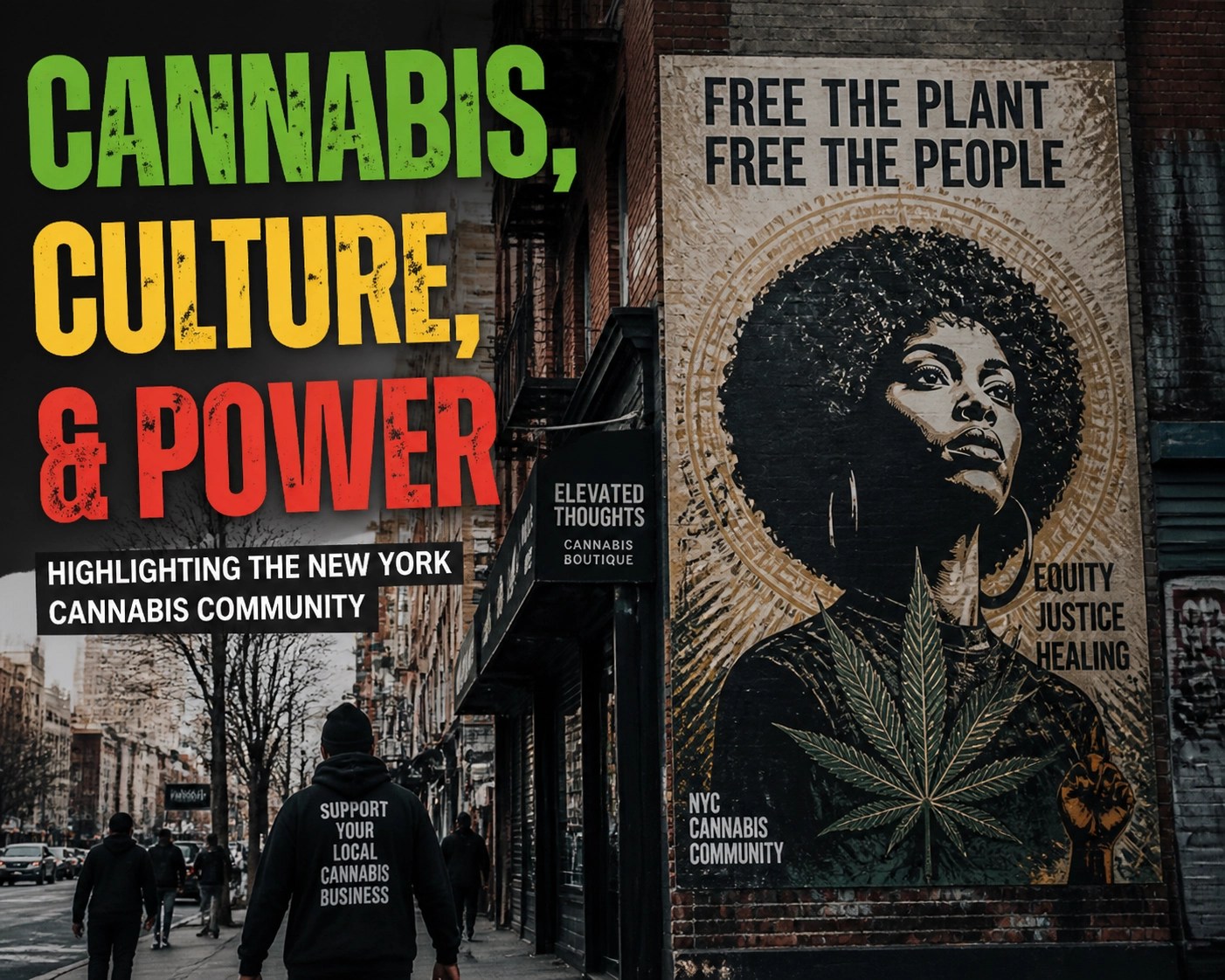 A New York City street shot focusing on community activism.