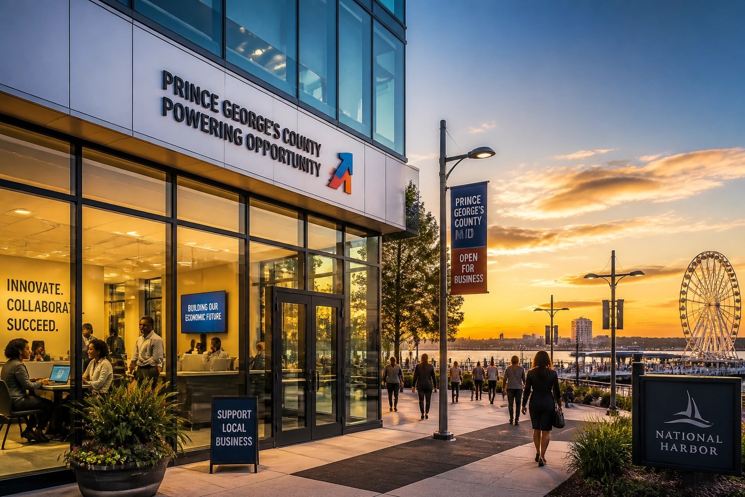 Modern PG County office representing business credit mastery and economic growth in Maryland.