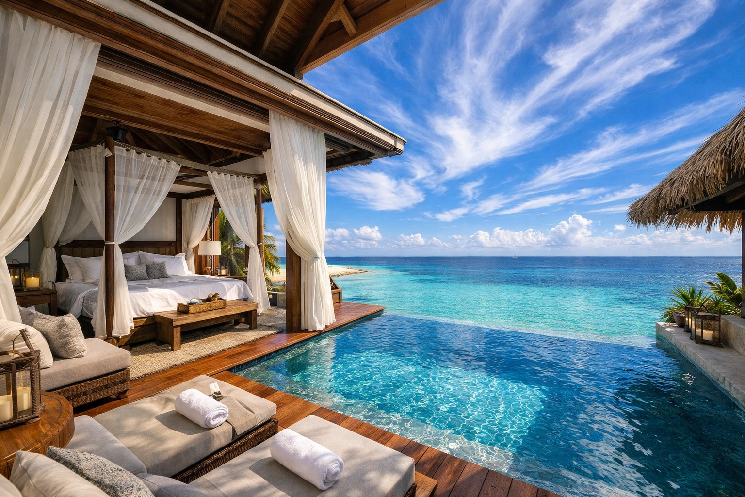 Luxury Caribbean suite with private infinity pool and ocean views at all-inclusive resort