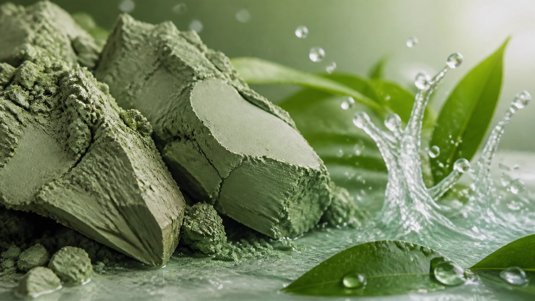 Composition of raw green clay and water representing purity