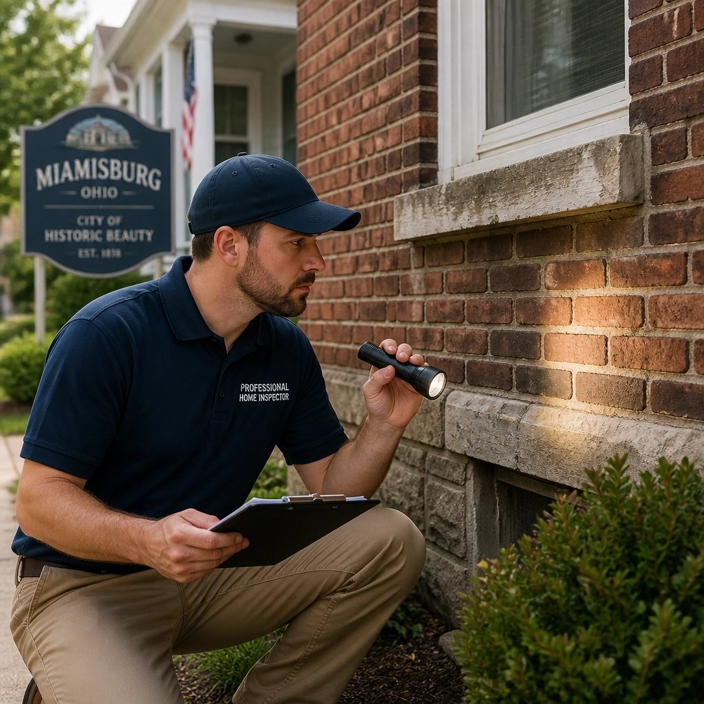 Professional home inspection of an older brick house