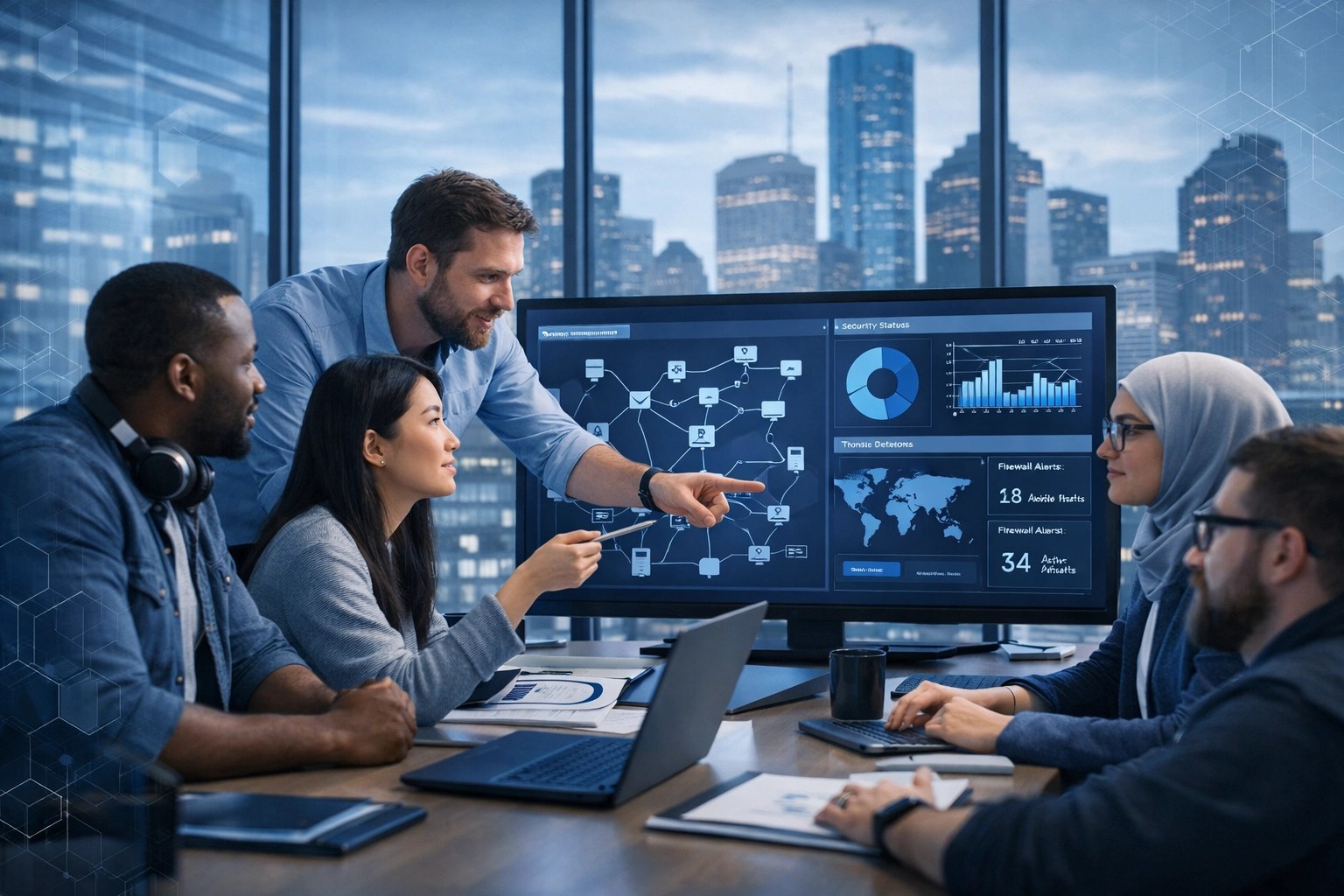 Professional IT team collaborating on managed services for Houston businesses