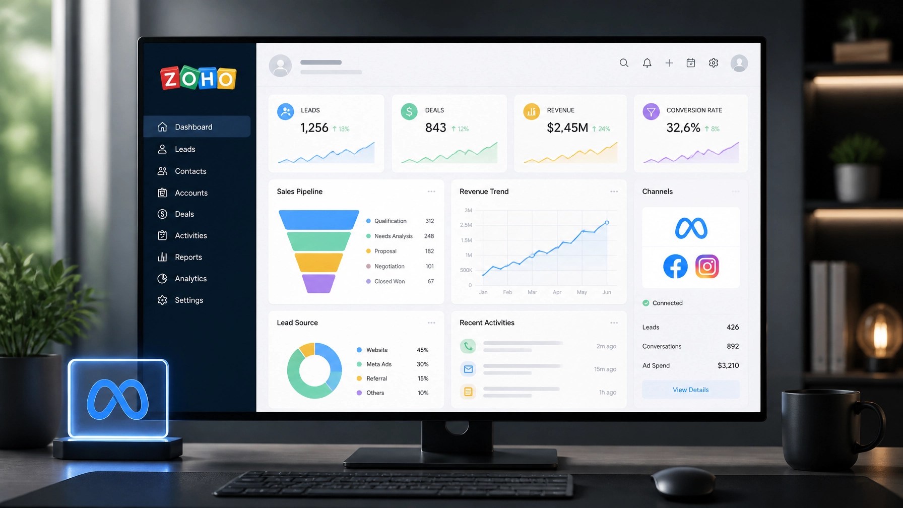 Digital dashboard with Zoho and Meta integration