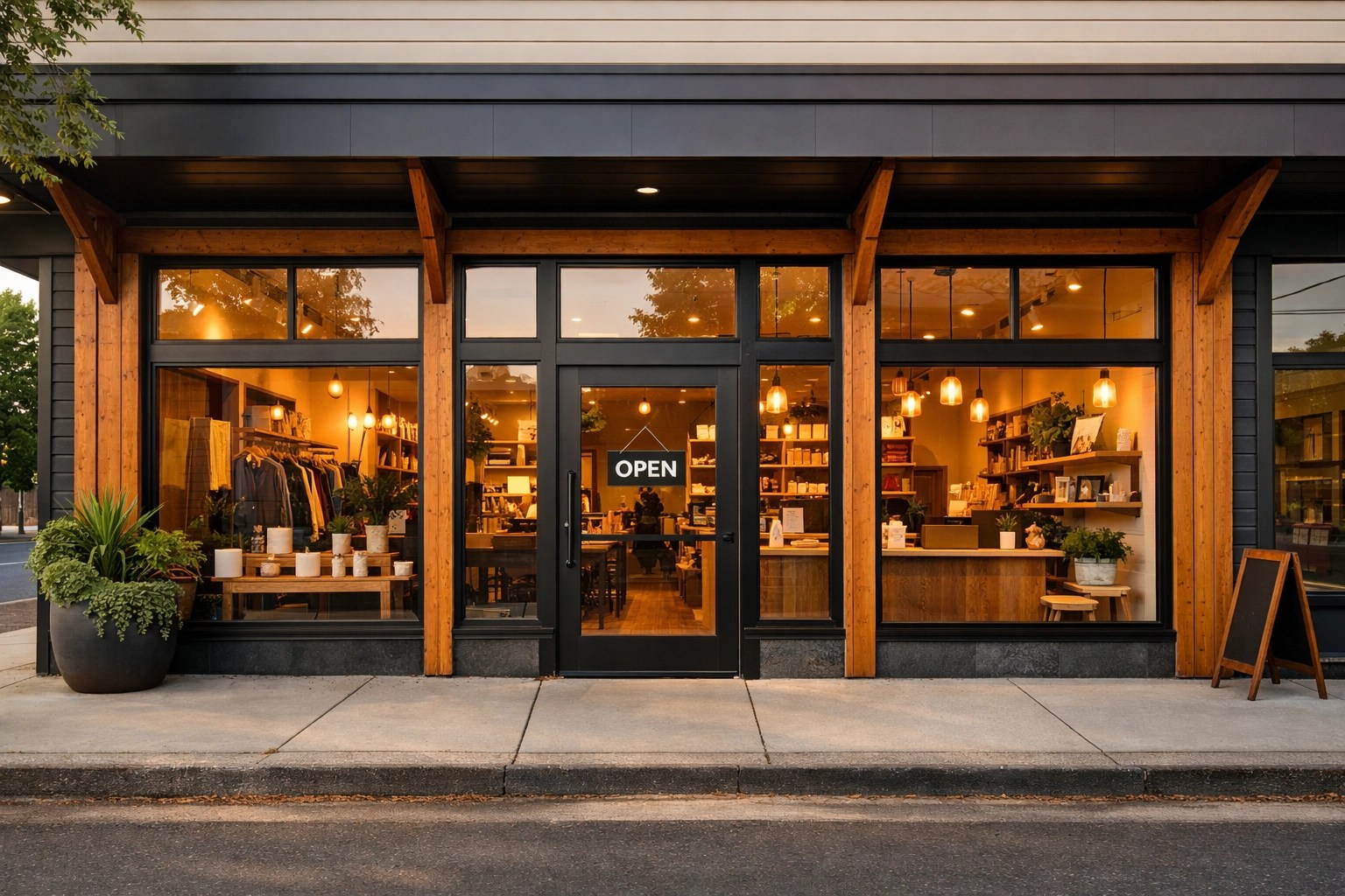 A successful local small business storefront thriving through AI automation and growth systems.