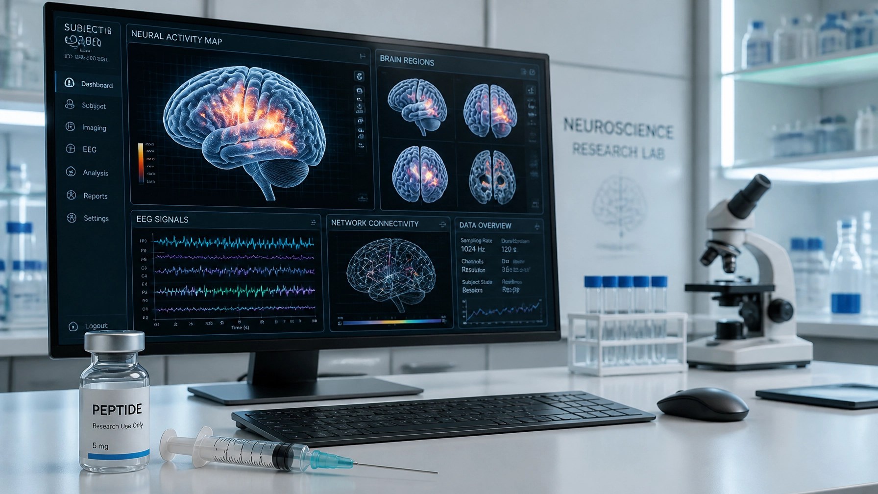 High-Tech Laboratory Neural Data Display