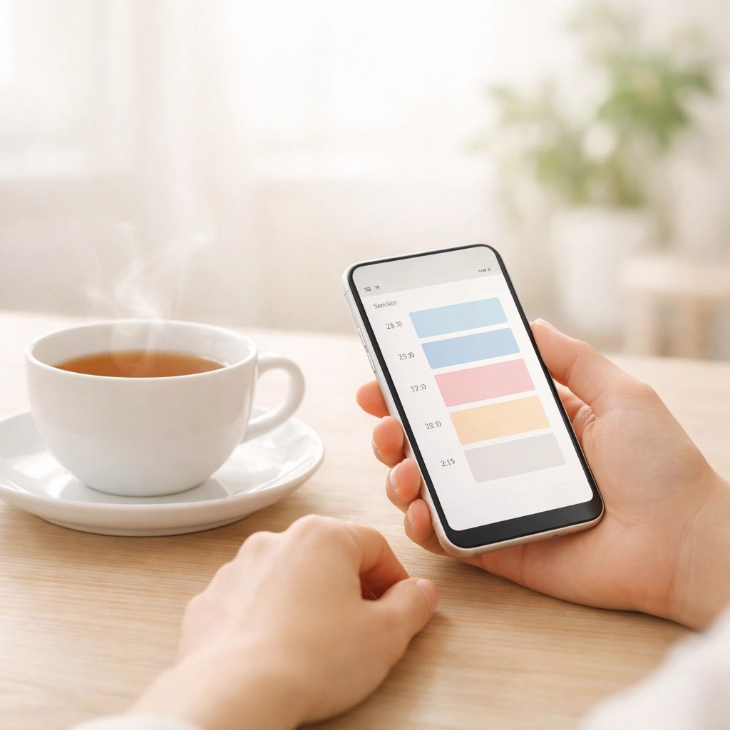 Using a smartphone app to schedule a medical ride in advance from the comfort of home.