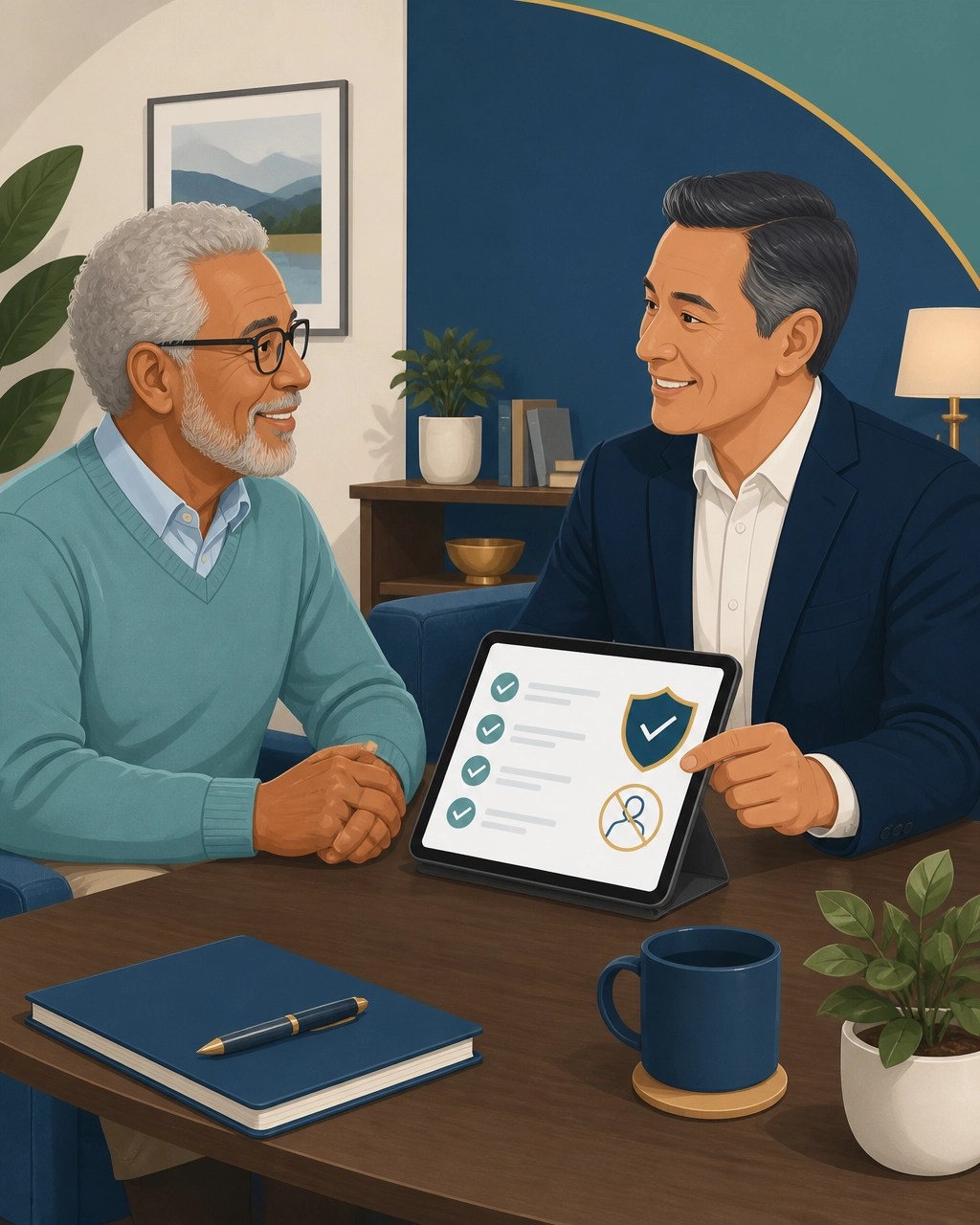 Senior speaking with an advisor about simplified issue life insurance