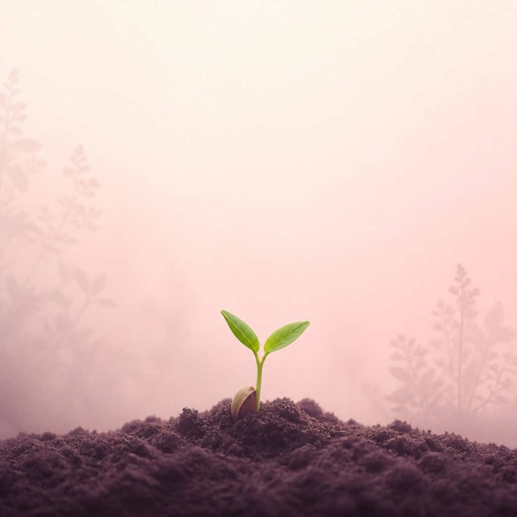 A small sprout emerging from rich soil, symbolizing the growth of a unique God-given purpose.
