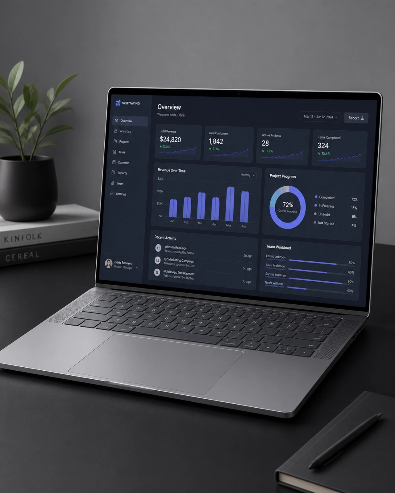A premium productivity laptop showcasing high-quality design