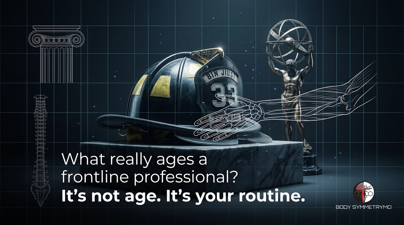 Hero Image: Firefighter helmet and Atlas statue representing the strength and burden of service