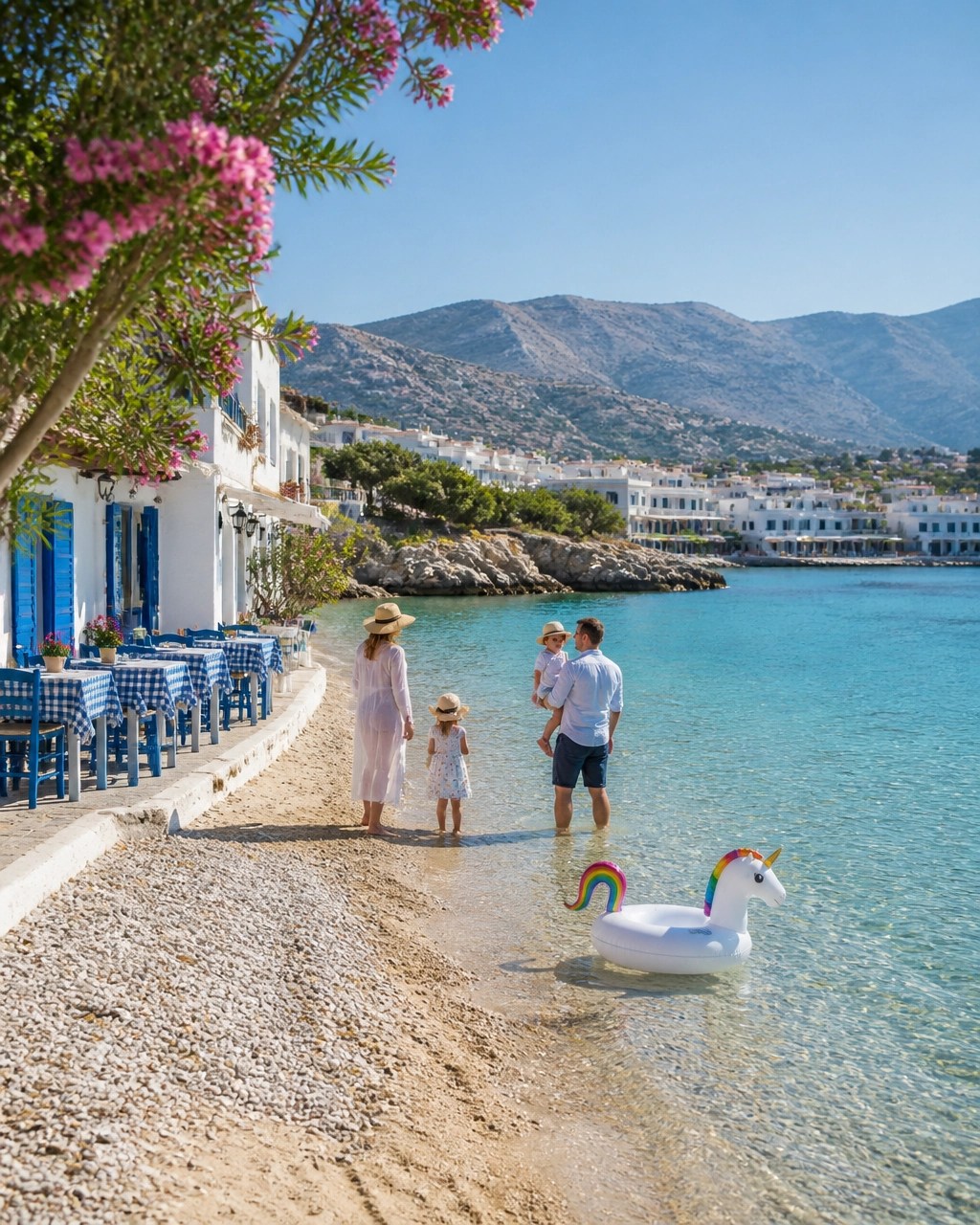 A calm Mediterranean bay combining the family-friendly beauty of Rhodes and Crete