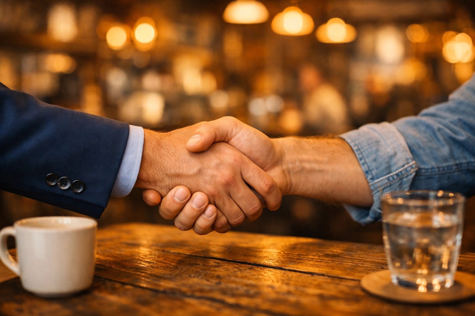 Trusted partnership handshake representing personalized support for small business health insurance.