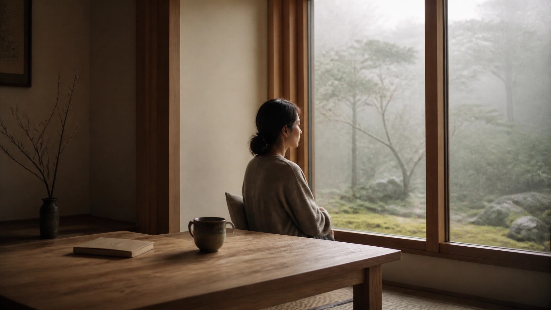 A quiet, minimalist room with soft light, providing a space for reflection.