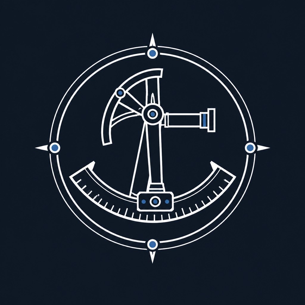 Minimalistic vector of a nautical compass on a dark background.
