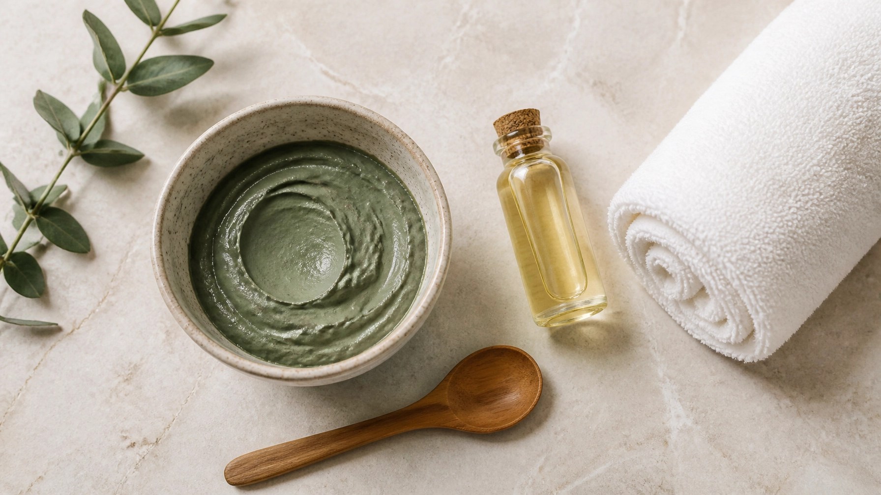 Natural recovery kit with green clay and essential oils