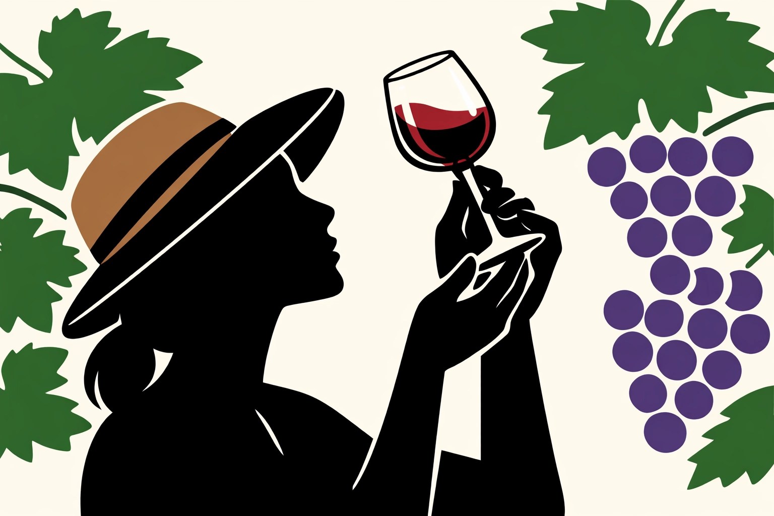 Silhouette of a woman winemaker inspecting a glass of wine at a Northern Virginia vineyard.