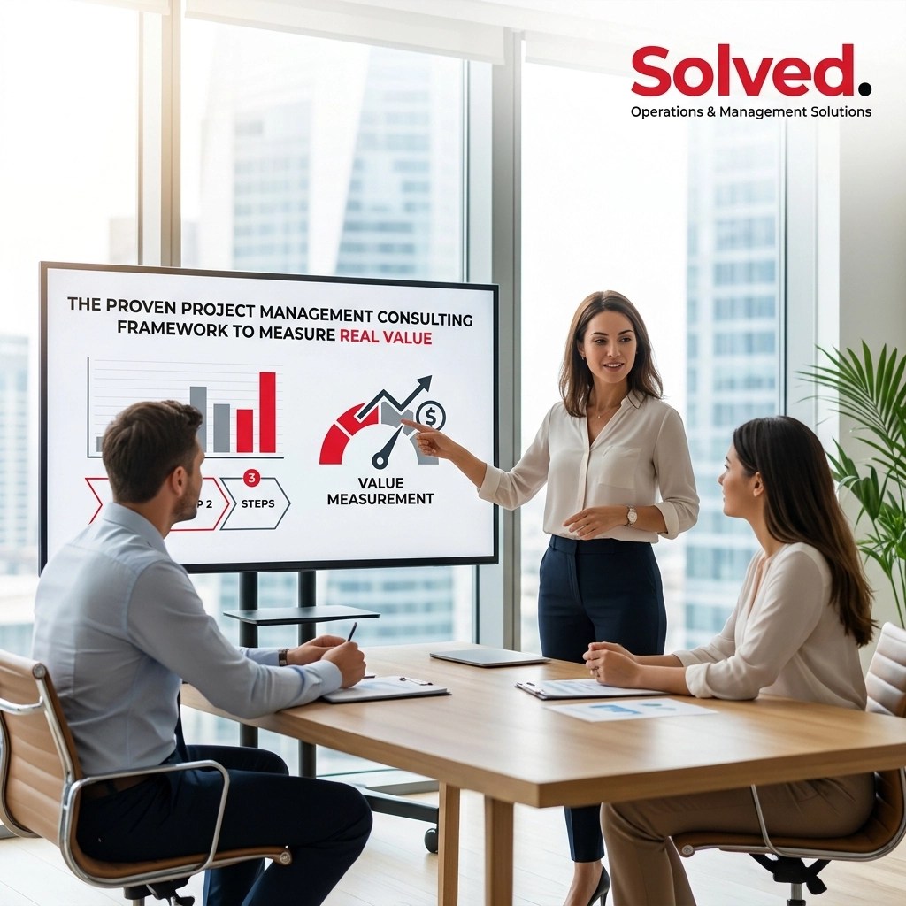 The Proven Project Management Consulting Framework to Measure Real Value with Solved. Logo Overlay
