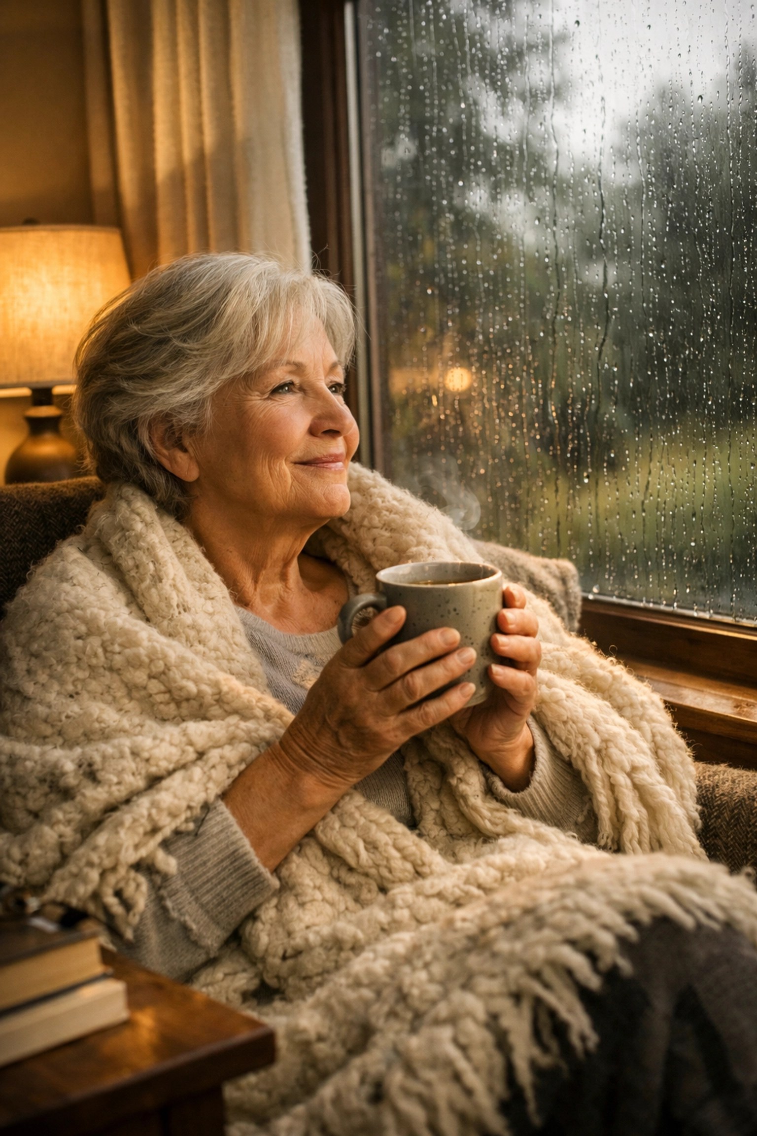 Senior woman feeling secure in her home, reflecting the peace of mind provided by day-one life insurance coverage.