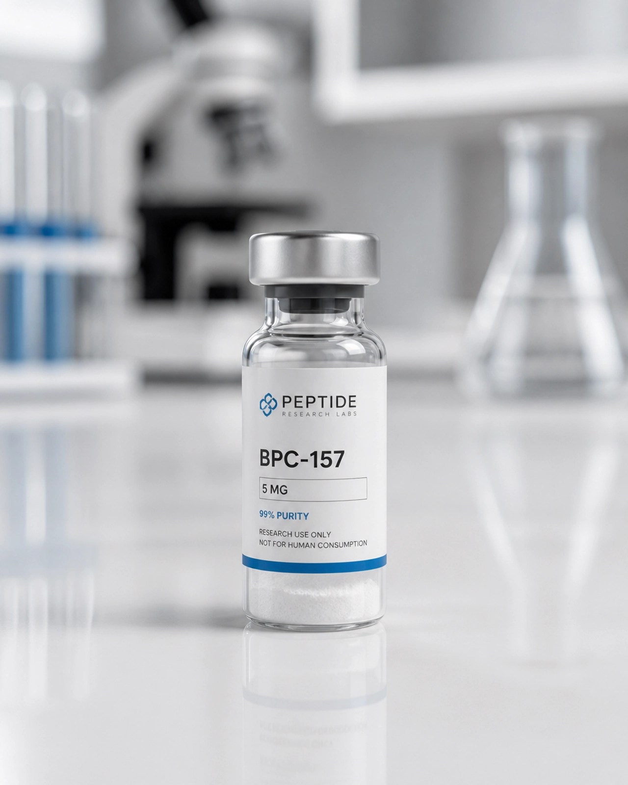 Clinical shot of a high-quality research peptide vial