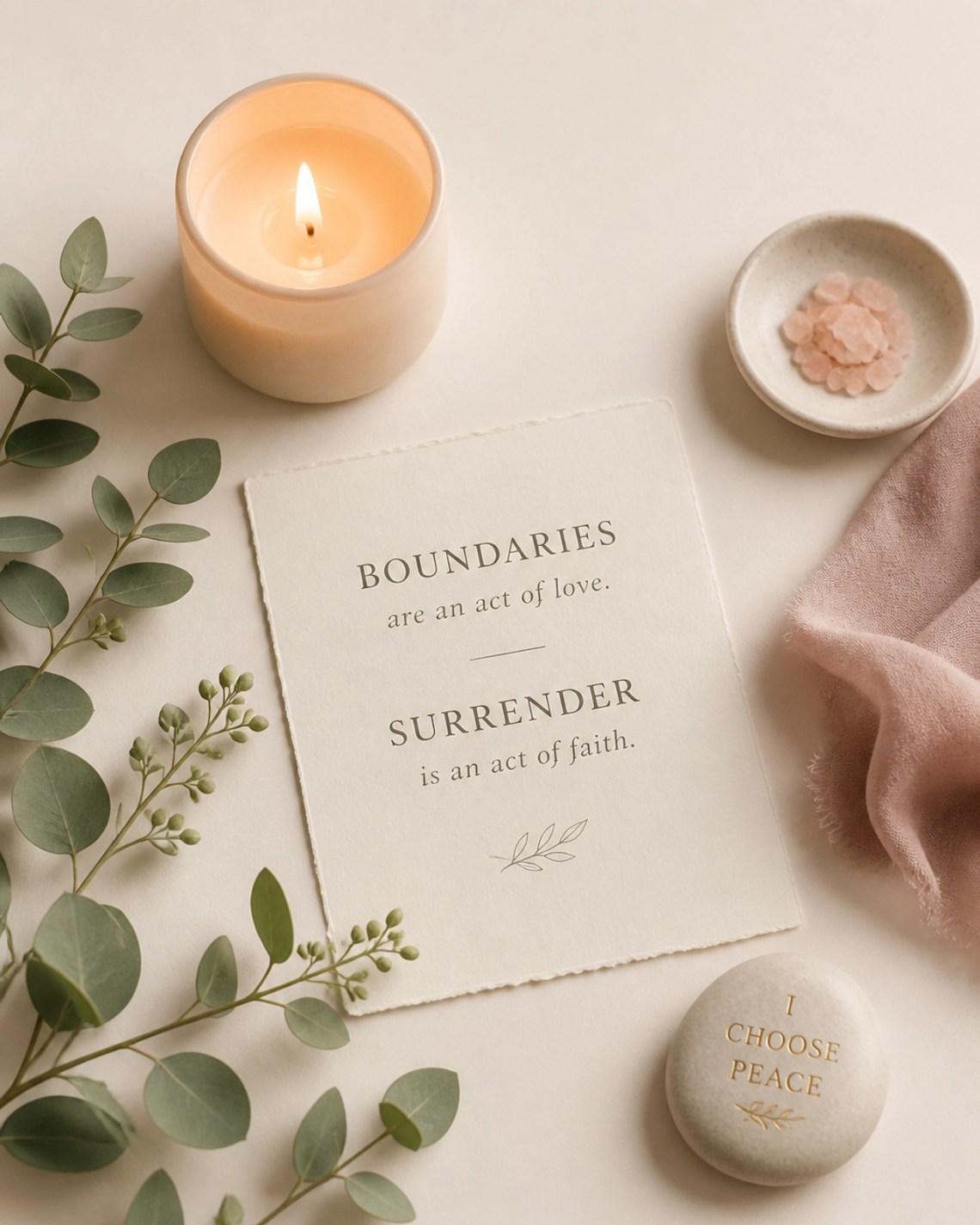 Let Them, Let Me, Let God: Releasing Control to Find Your Peace 5 Minimalist glowing candle representing boundaries and surrender