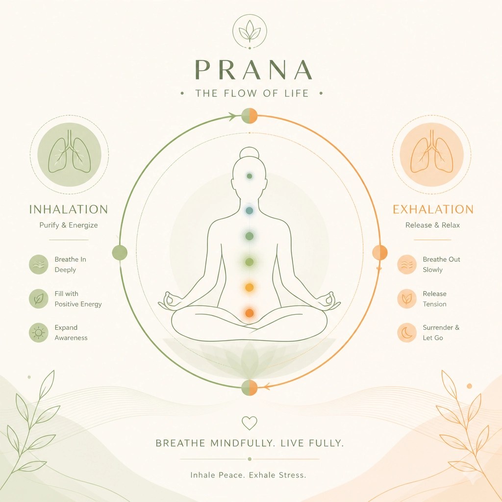 Visualización del ciclo respiratorio y el flujo de Prana