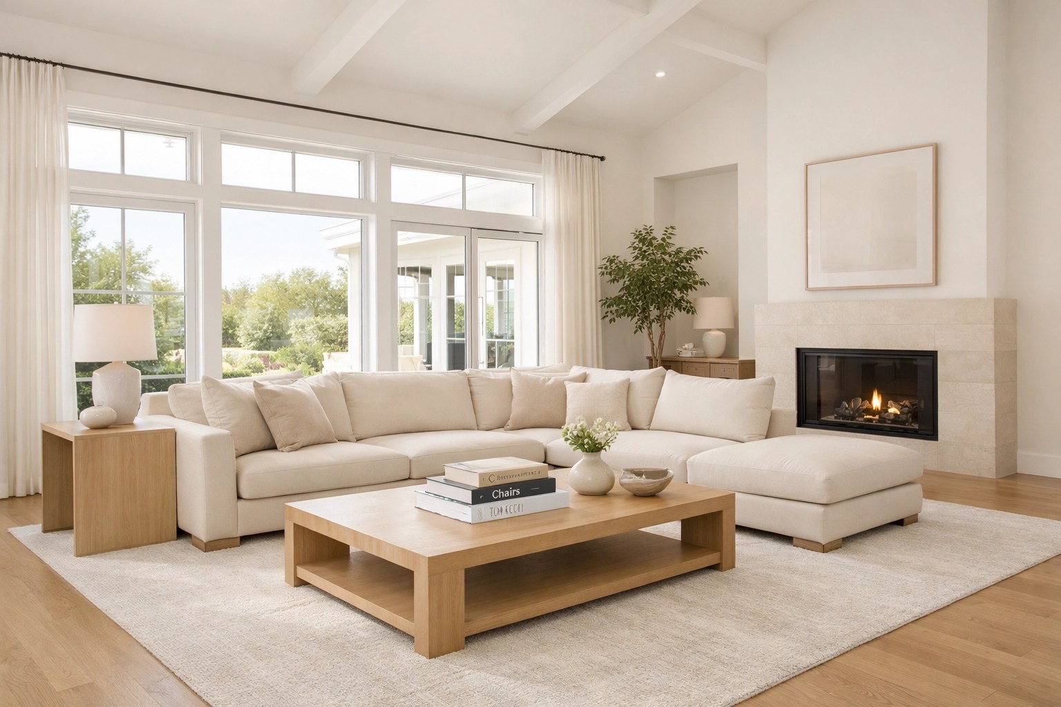 Professionally staged modern living room in a Huber Heights home, showcasing high ROI interior renovations.
