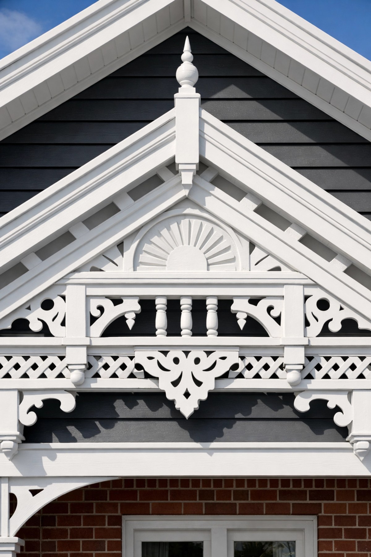 Heritage timber gable being professionally prepared and repainted