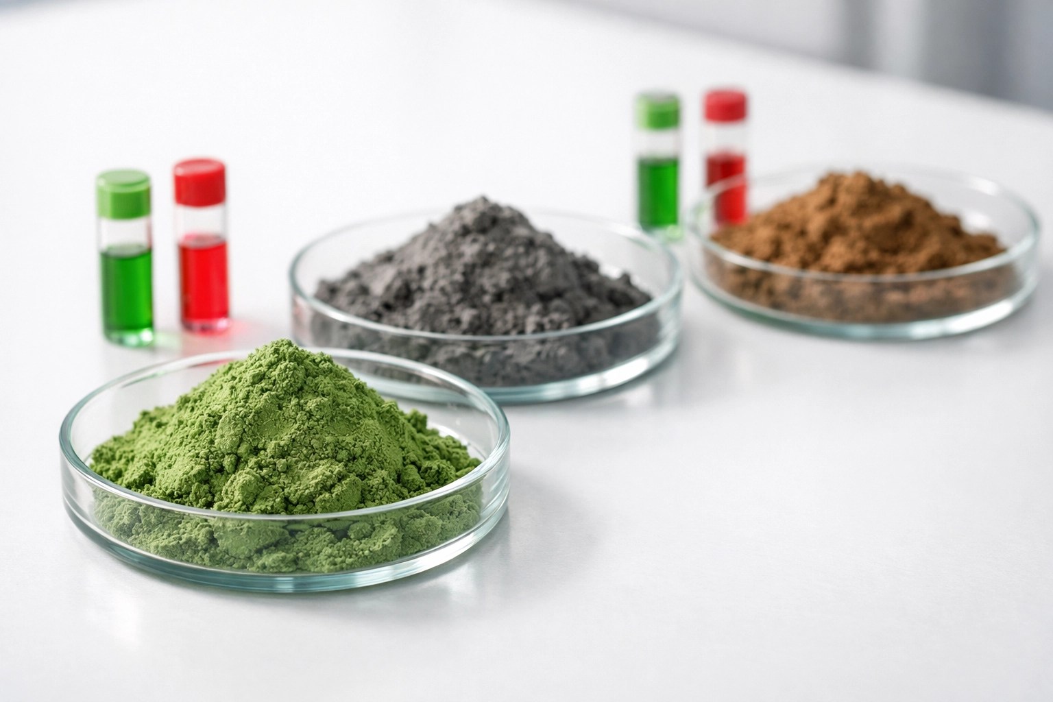 Heavy metal testing of montmorillonite clay samples showing pure versus contaminated results