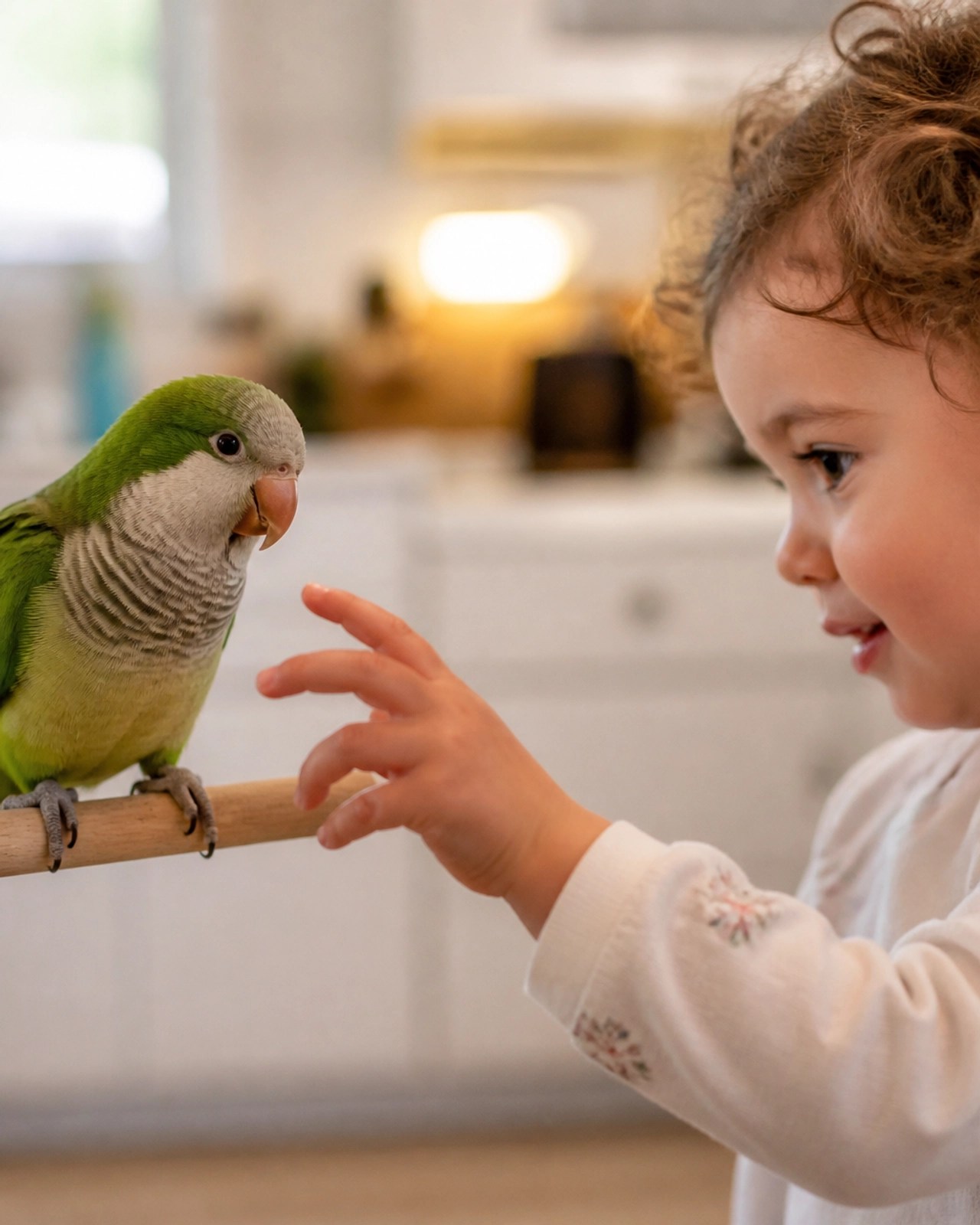 A curious bond between a toddler and an exotic pet, highlighting the deep connection between caregivers and their animals.