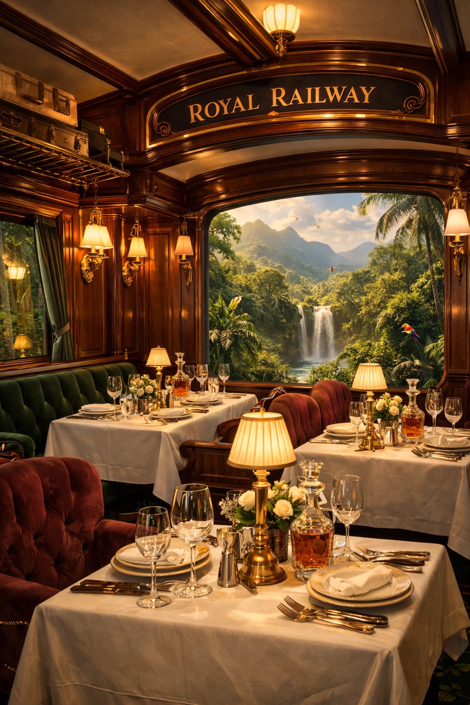 Royal Railway specialty restaurant on Hero of the Seas offering immersive premium travel dining.