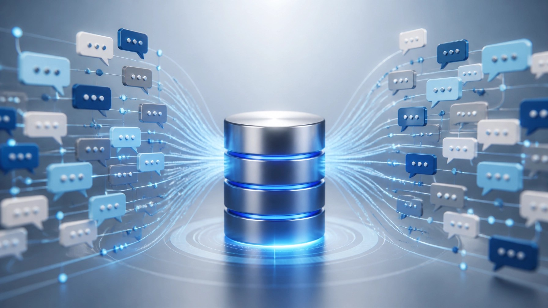 Conceptual graphic of data flowing into a database