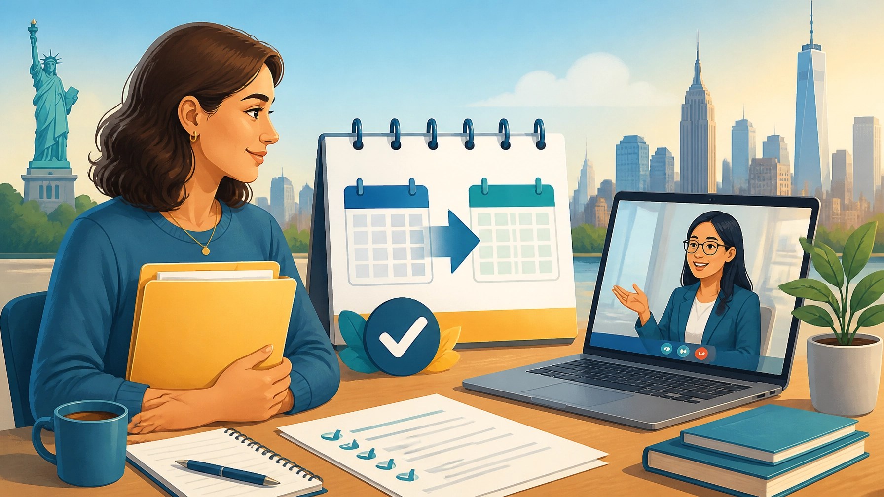 Organized New York health insurance enrollment checklist with calendar, documents, and personalized guidance