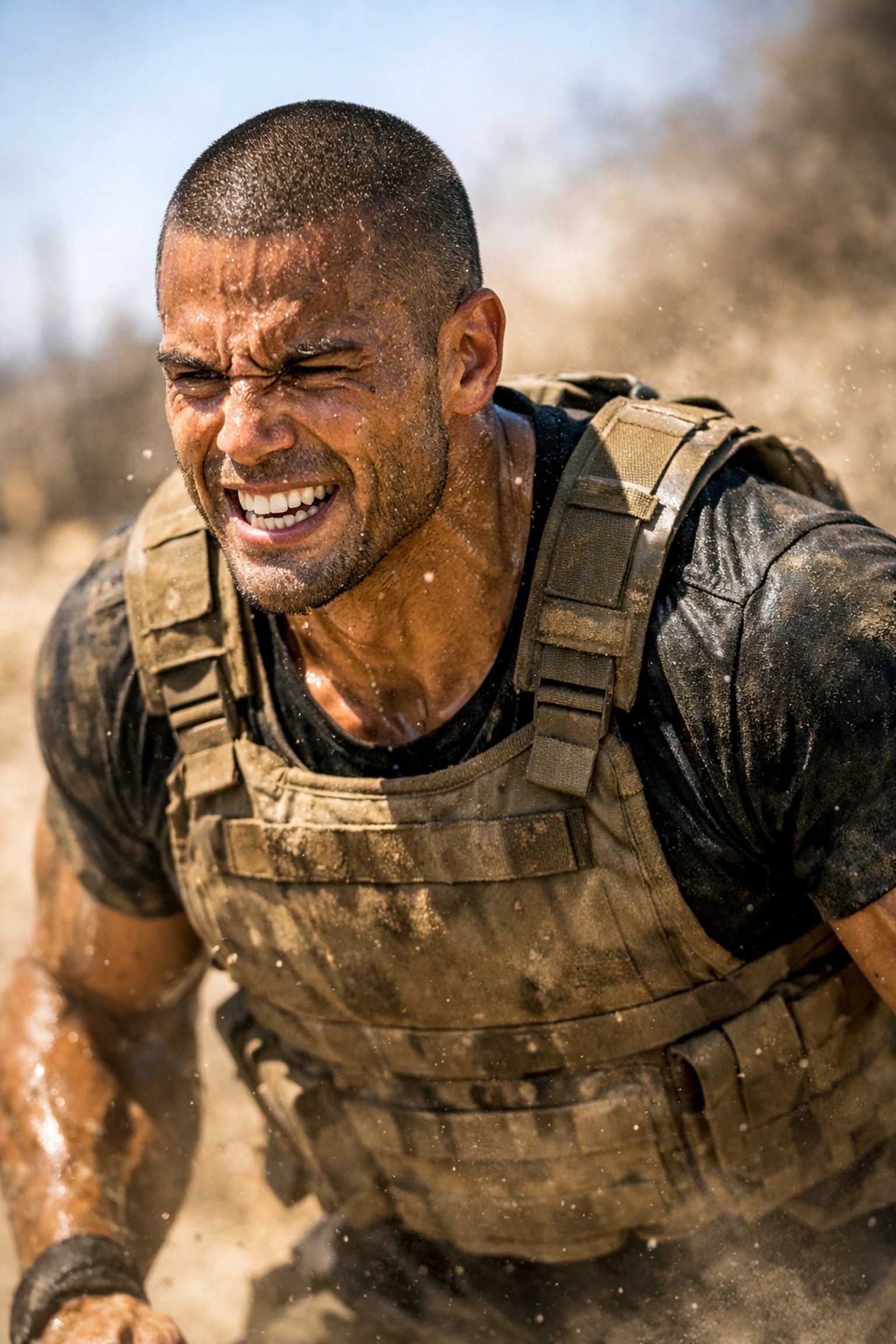 Athlete sweating during high-intensity endurance training, representing the physical demands of high-performance days.