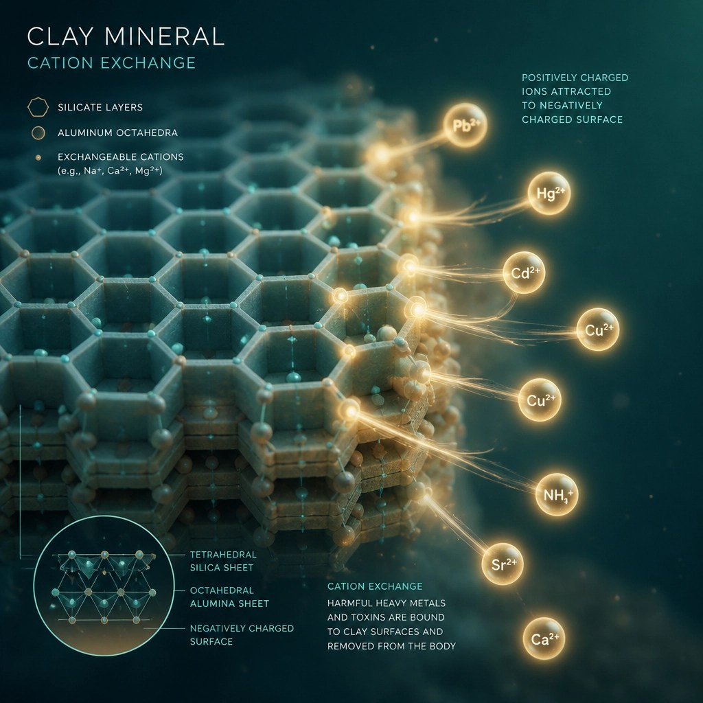 Healing clay minerals under a symbolic microscope
