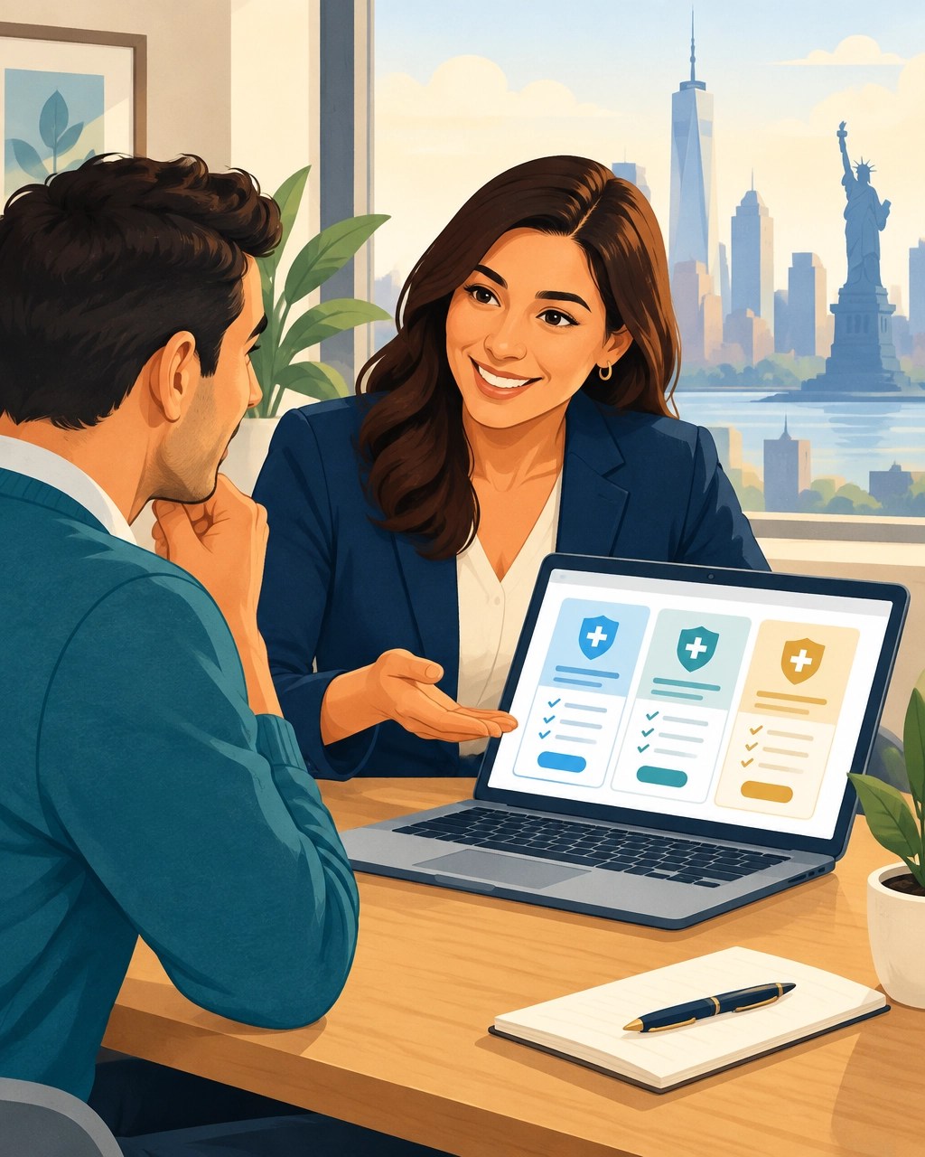 Licensed health insurance advisor helping a New York resident compare individual health plans