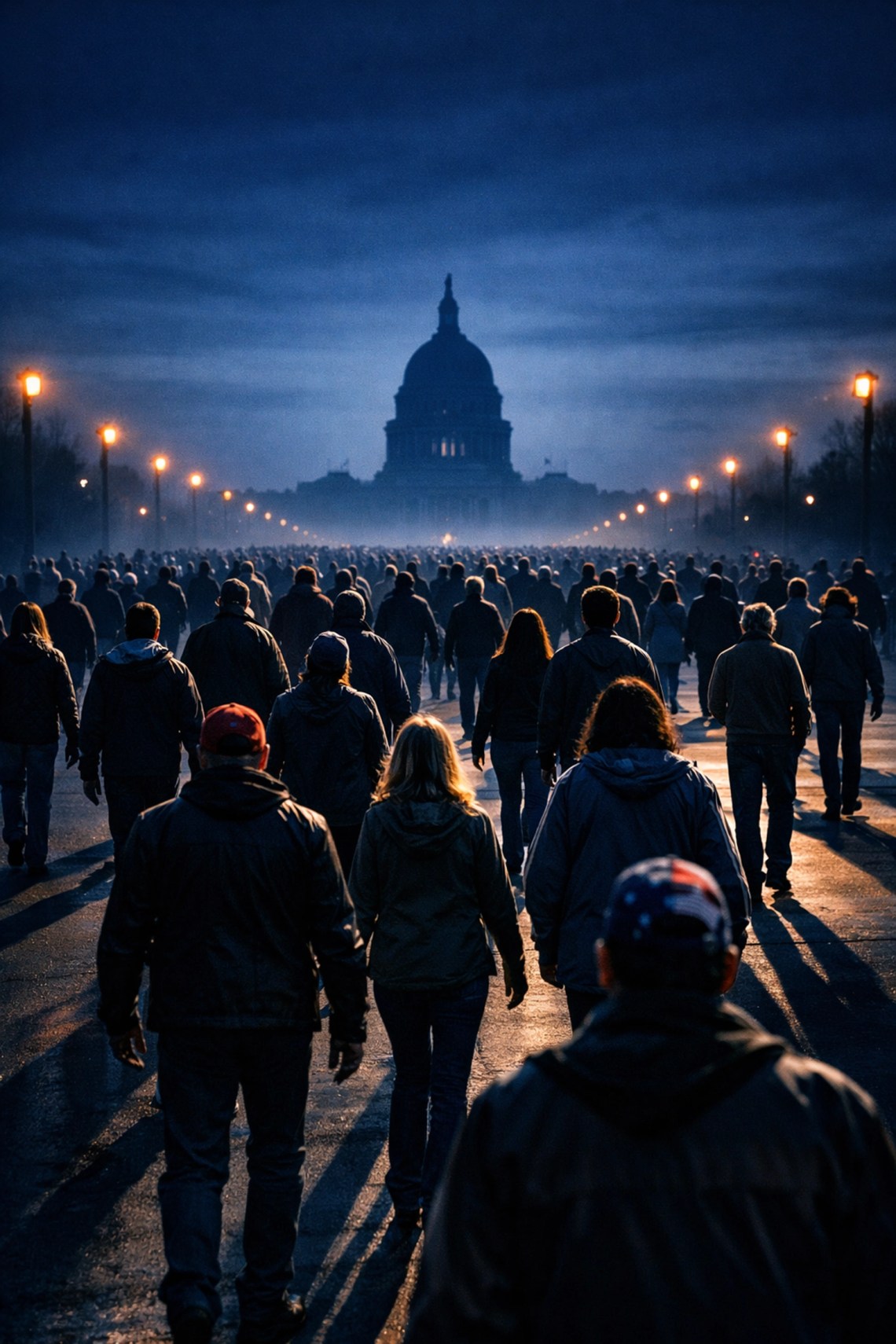 Americans walking away from Capitol building representing declining public trust in government