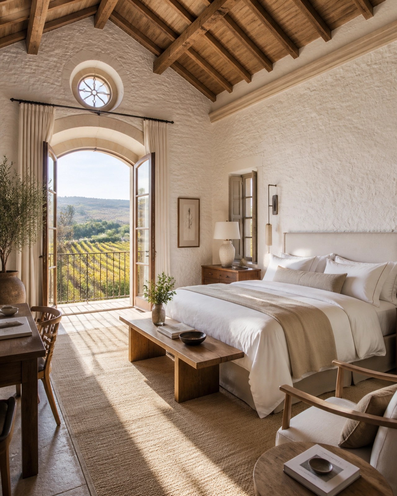 Luxury quinta suite with sunlit interiors and vineyard-view windows