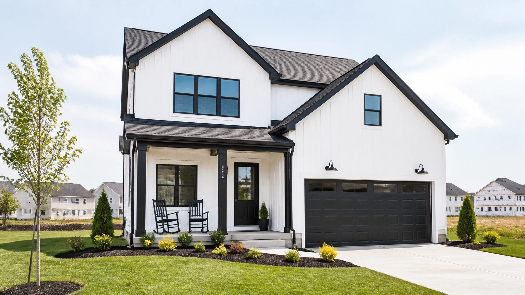 A modern farmhouse style new construction home in Xenia, Ohio, representing the growth and development in the Greene County residential market.