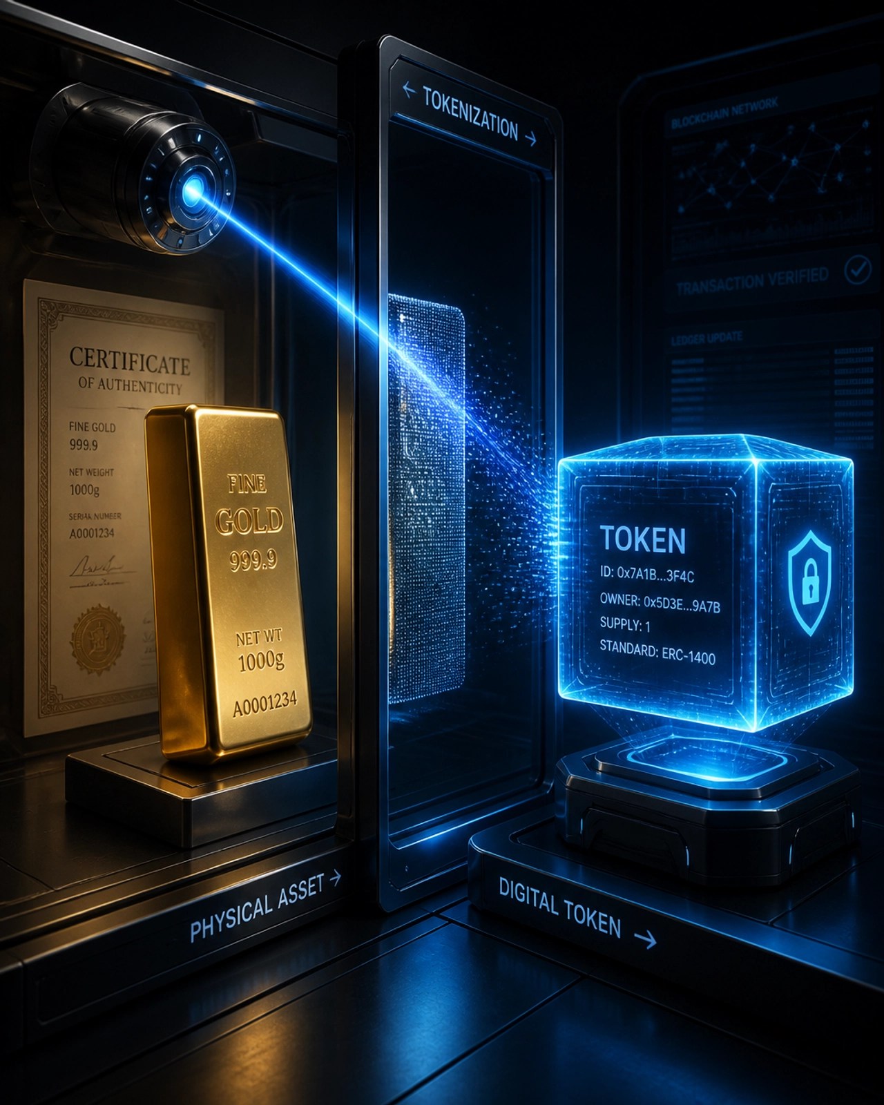 The process of a physical asset being scanned into a digital token