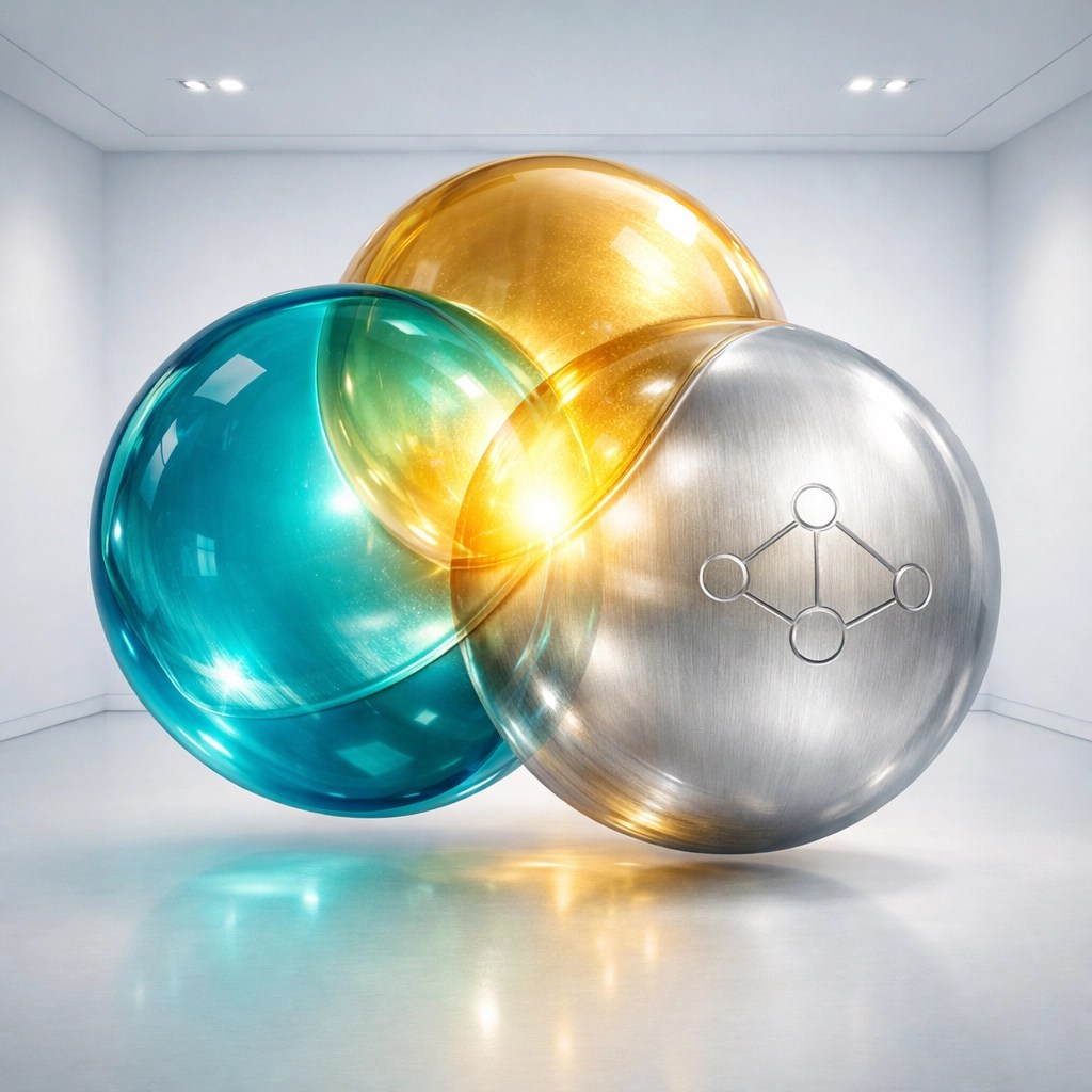 Interlocking spheres illustrating stakeholder alignment between vendors and government project goals.