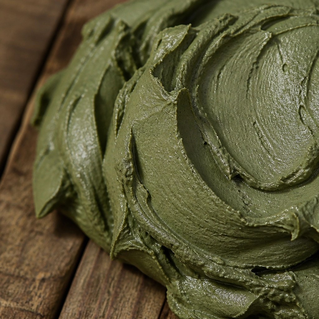 Close-up of rich textured French Green Clay