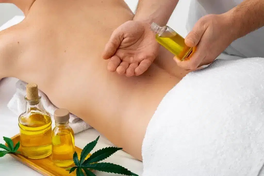 A serene clinical environment featuring professional massage tools and gold decor