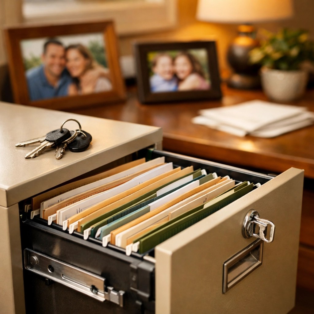 Open filing cabinet with keys showing annuity liquidity after surrender period
