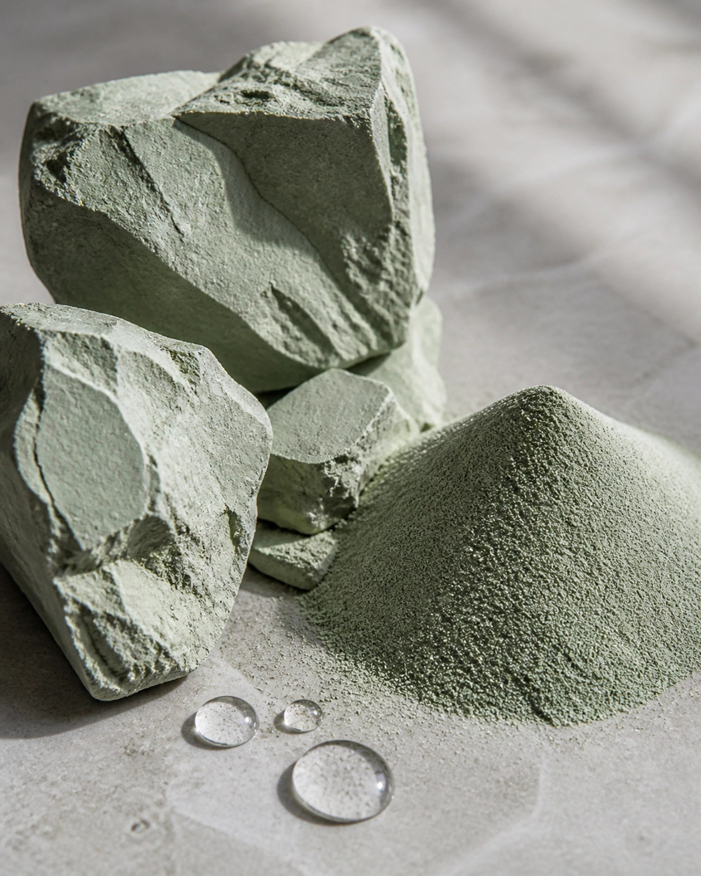 Natural French green clay chunks and mineral powder for high-performance detox and recovery.