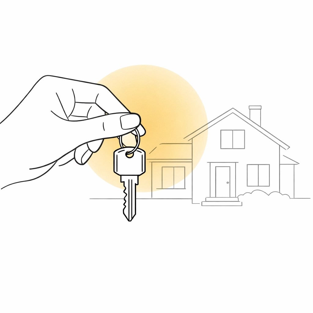 A hand holding keys to a new custom home representing the final stage of property construction services.