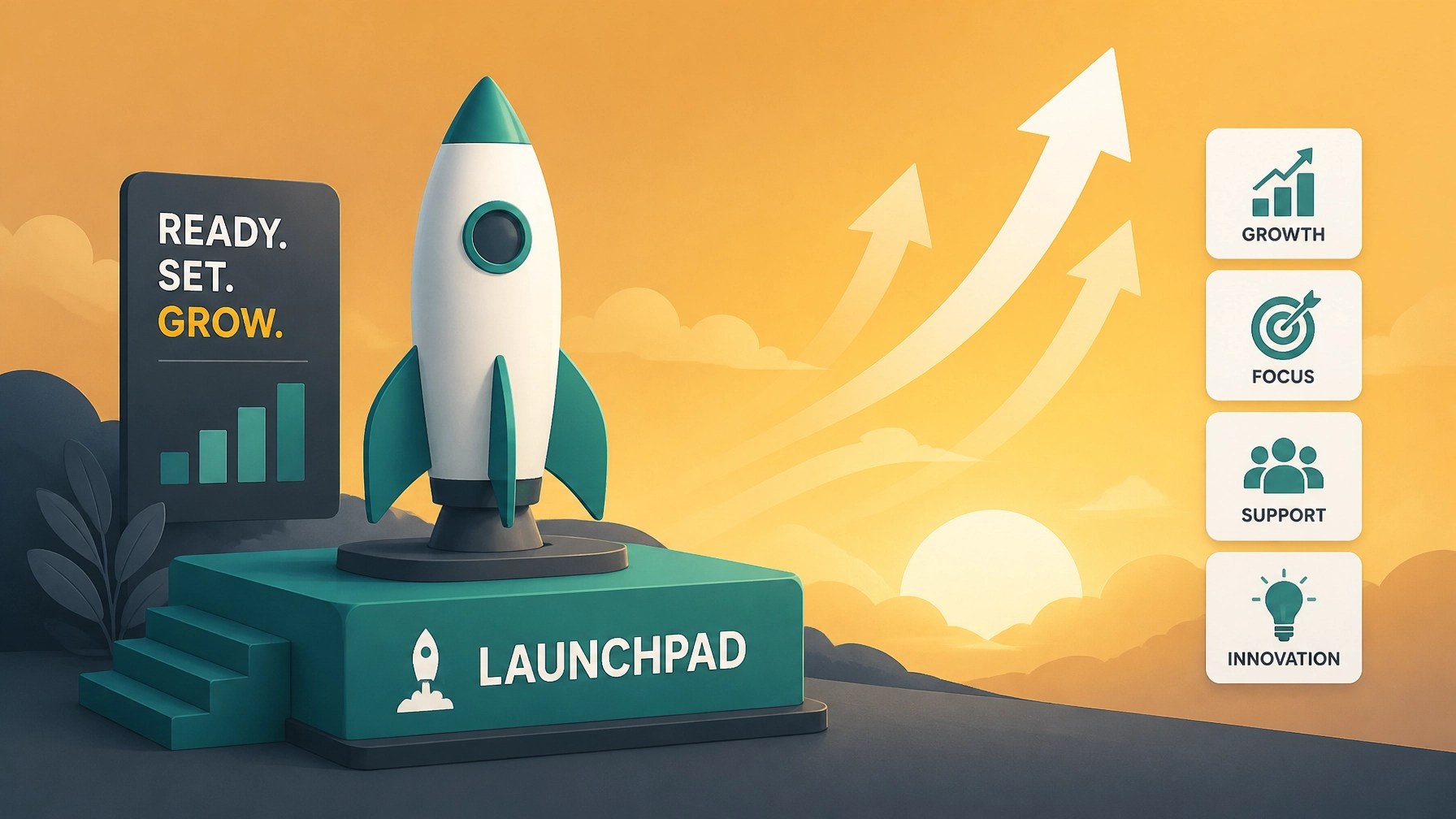 A launchpad visual with a paper plane taking off, symbolizing the start of a purpose-driven career.