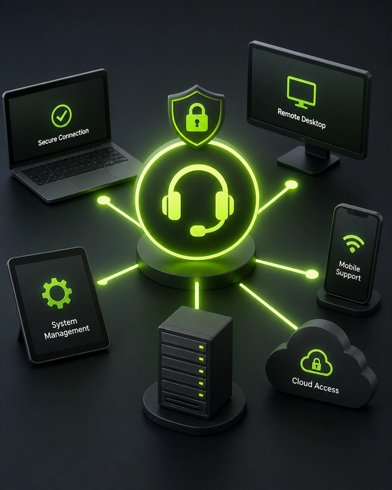 Secure remote IT support and connectivity illustration