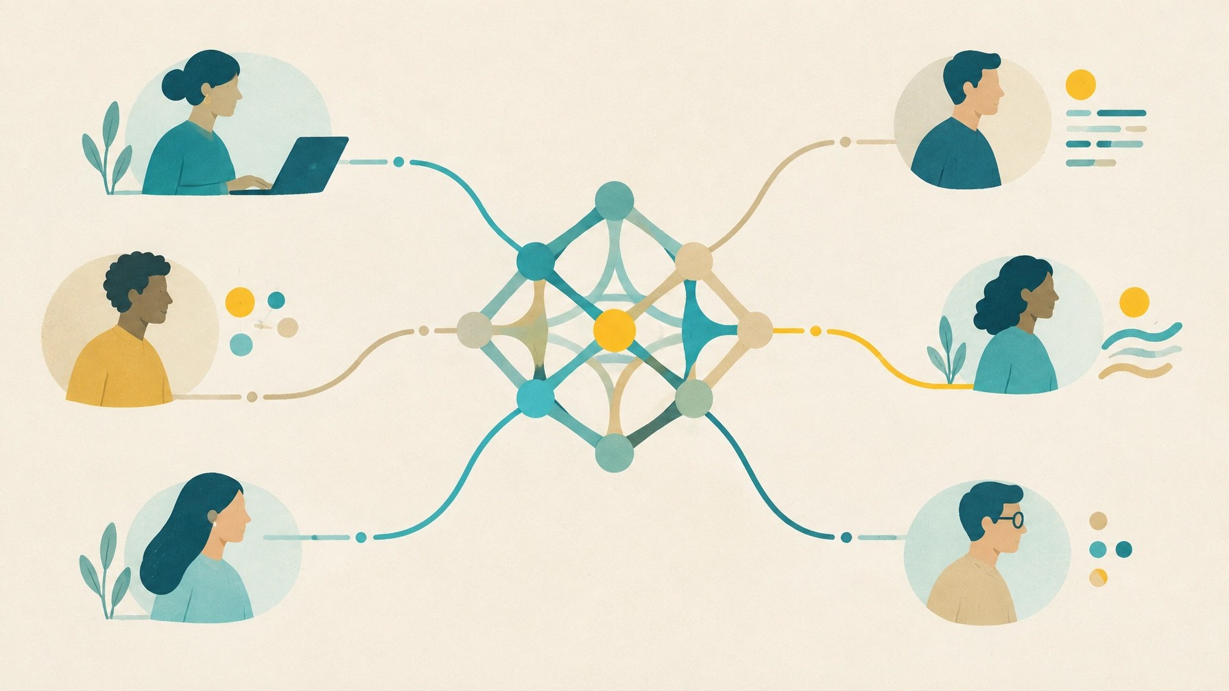 A central lattice connecting distinct workstreams so execution flows through structure instead of one person