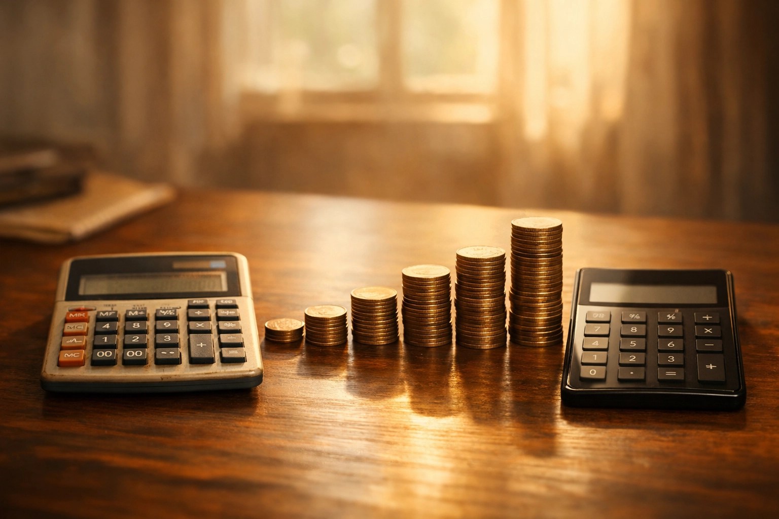 Old and new calculators with coins showing annuity interest rate growth comparison from 2016 to 2026